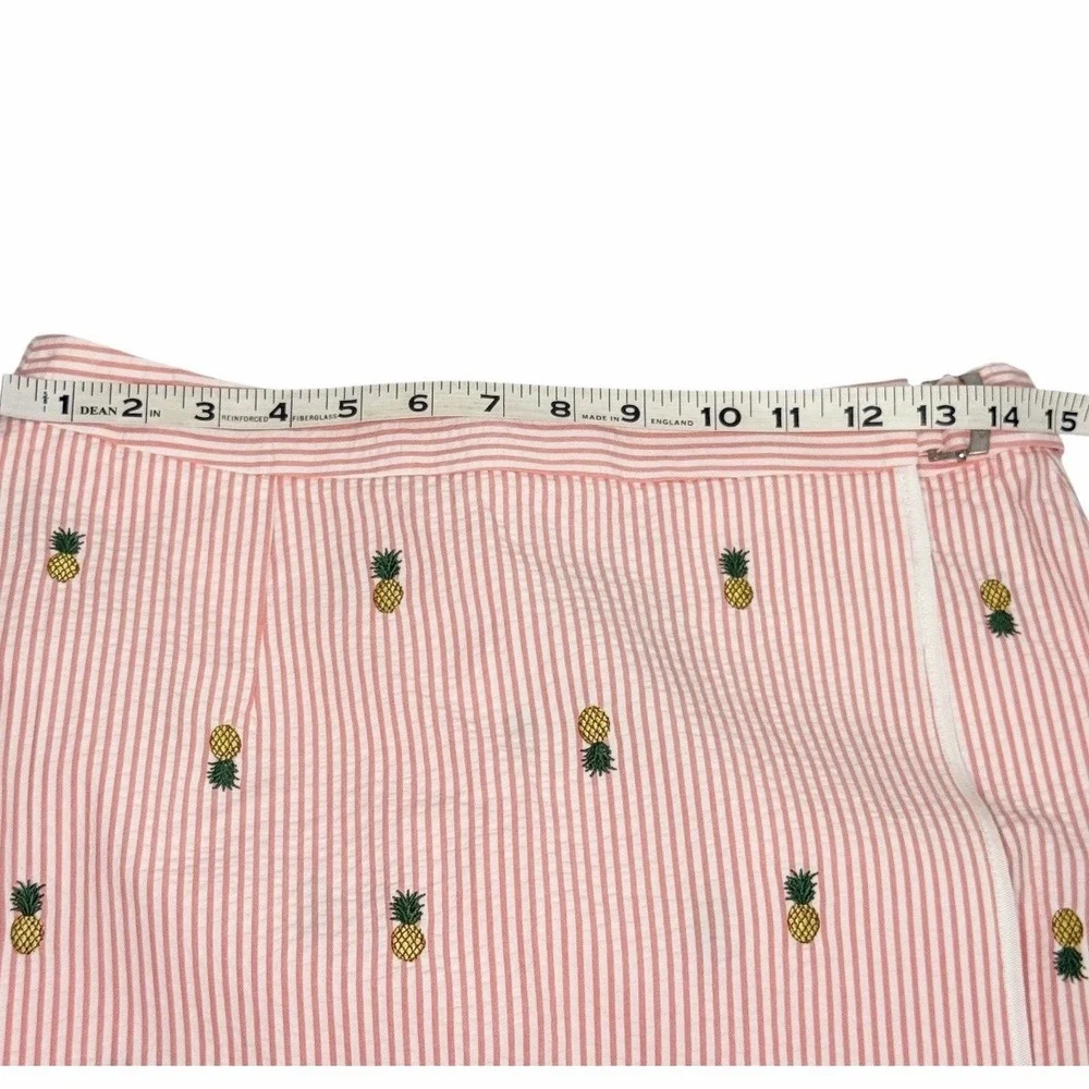 BROOKS BROTHERS Country Club Pink Seersucker Pineapple‎ Wrap Skirt Prep Size 6